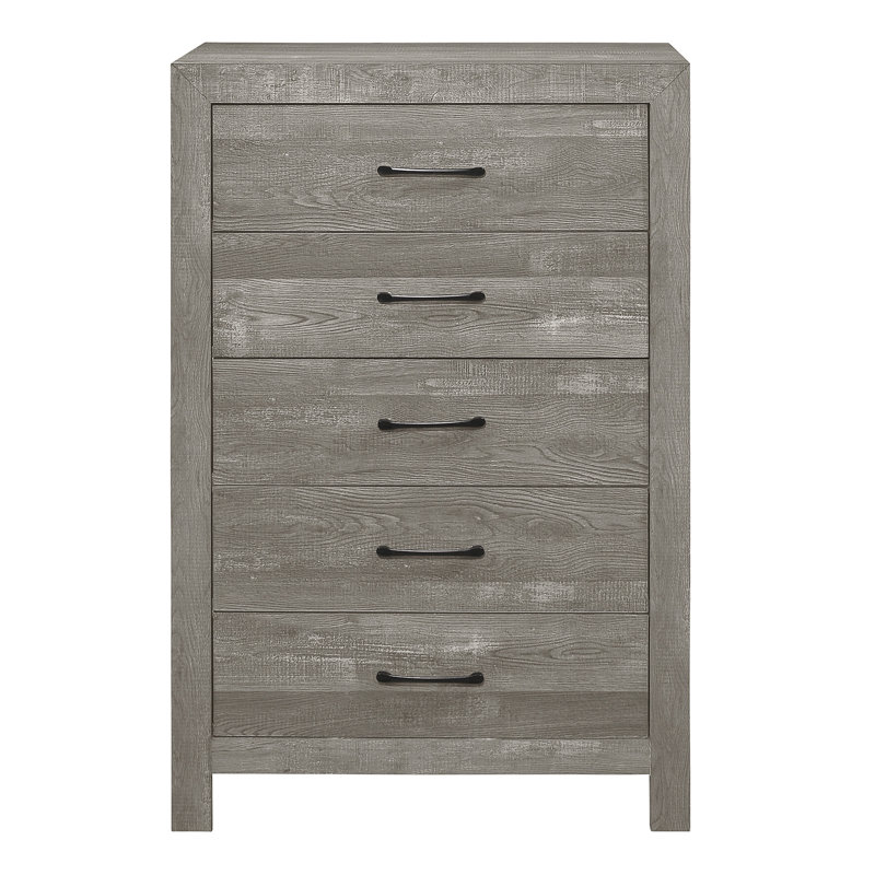 Commode 1 pièce au fini rustique gris avec tiroirs de rangement, Gris