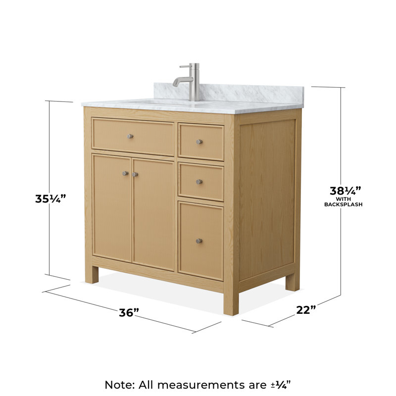 Pendry 36" Freestanding Single Bathroom Vanity with Marble Top, Brushed Nickel