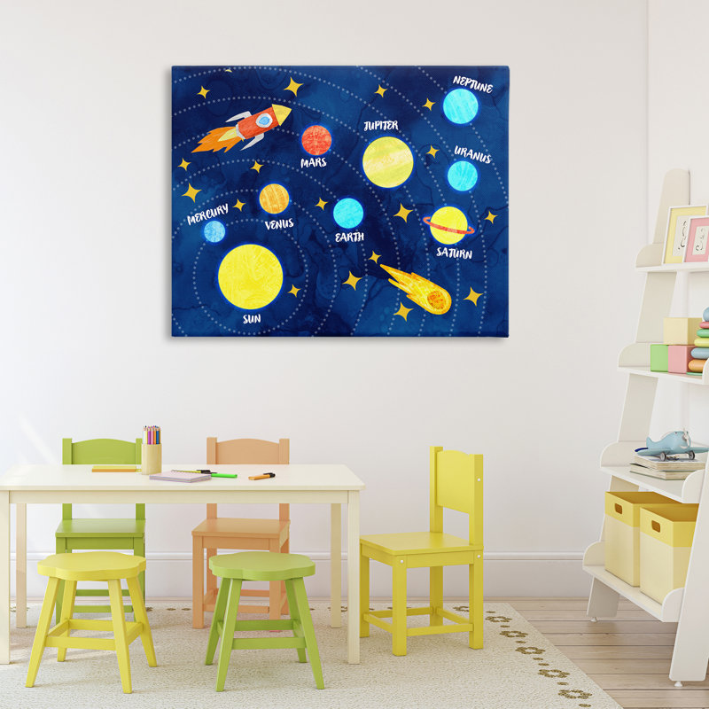 Toile Rocket Across Solar System, design par Daphne Polselli, H 30 po x l 40 po