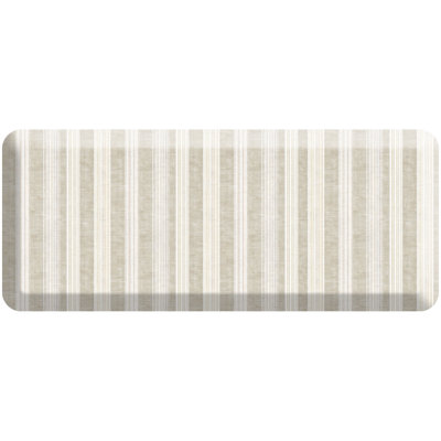 Anti-Fatigue Kitchen Comfort Mat, Sandstone Linen Stripes Pattern in Tan