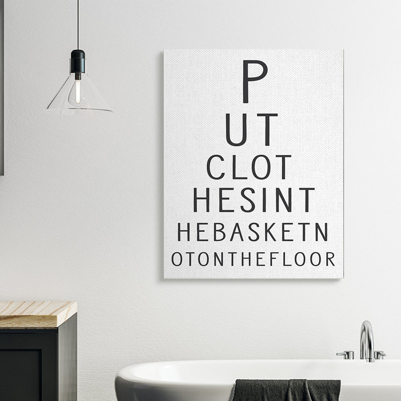 «Put vêtements in basket Laundry Eye Charte Humor» par Lettred and Lined - Art textuel, H 48 po x l 36 po, Toile tendue