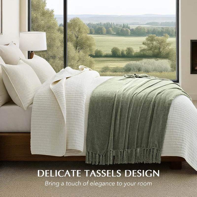 Soft Chenille Throw Blanket, 60" L x 50" W, Sage Green
