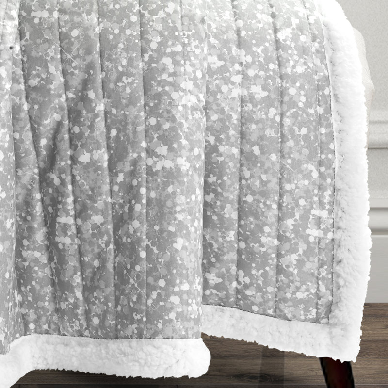 Jeté 100% coton scintillant, Turquoise / gris