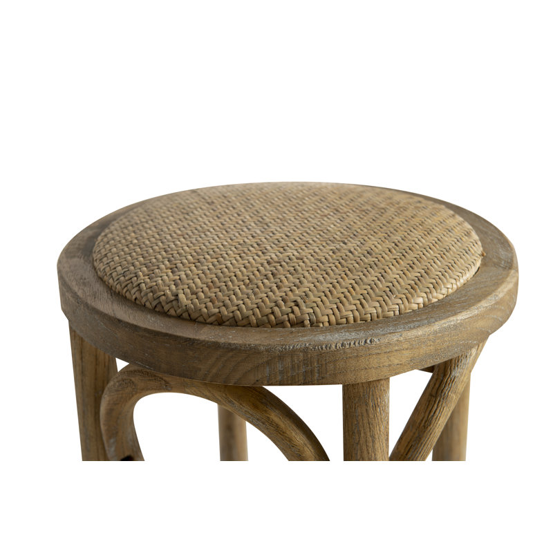 Rae 30" Walnut Brown Elm Wood Rustic Backless Bar Stool