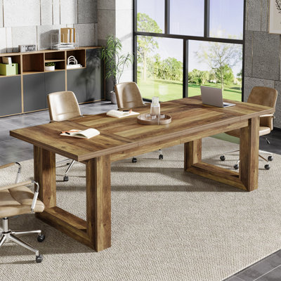 Table de conférence, table de réunion moderne avec piédestal en bois massif
