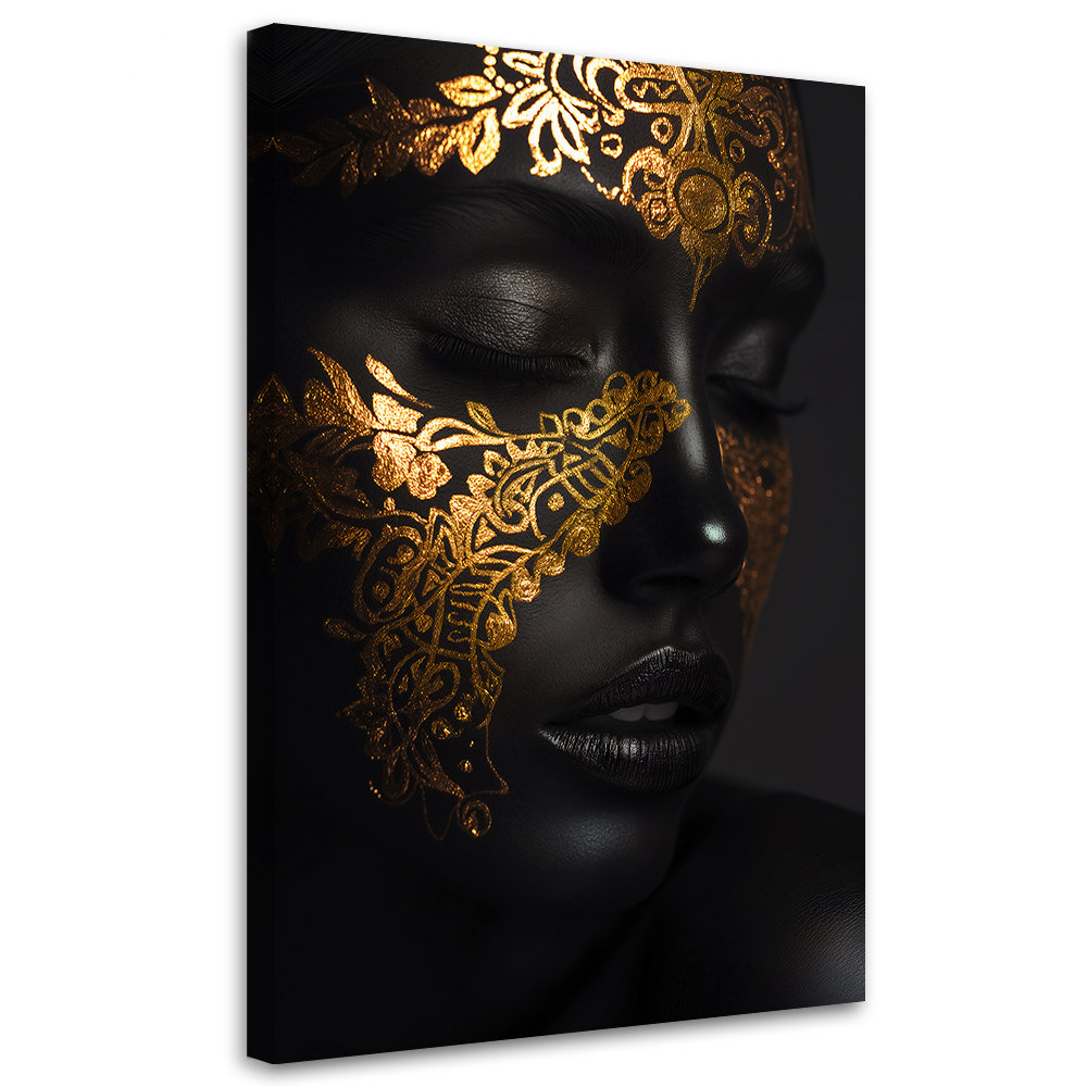 Leinwanddruck, Frauengesicht in Gold - Wrapped Canvas Print