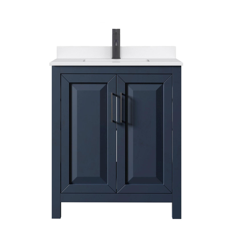 Daria 30'' W Vanity, Matte Black, Blue, White Quartz