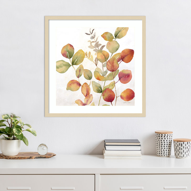 «Eucalyptus Leaves Fall I» par Cynthia Coulter, reproduction d'art sur bois encadrée, H 25 po x l 25 po