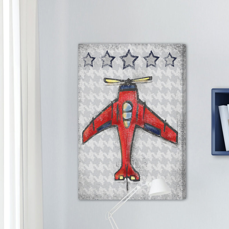 "Red Plane" by Reesa Qualia Painting Print on Wrapped Canvas, 24" H x 16" W x 1.5" D