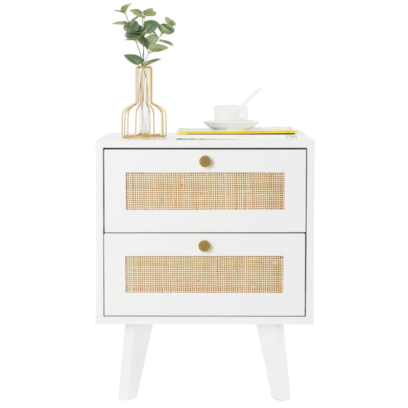 Table de chevet en bois avec table de bout à 2 tiroirs Cisse