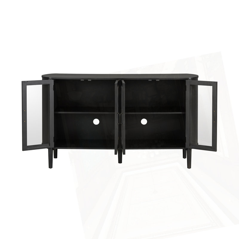 Storage Cabinet With 4 Doors, Black