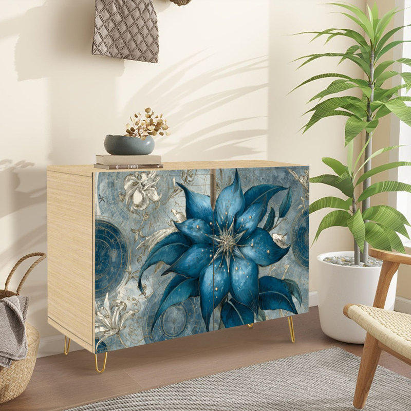 Buffet Buffet avec rangement fantaisie pour jardin céleste avec 2 portes pour le salon et la cuisine