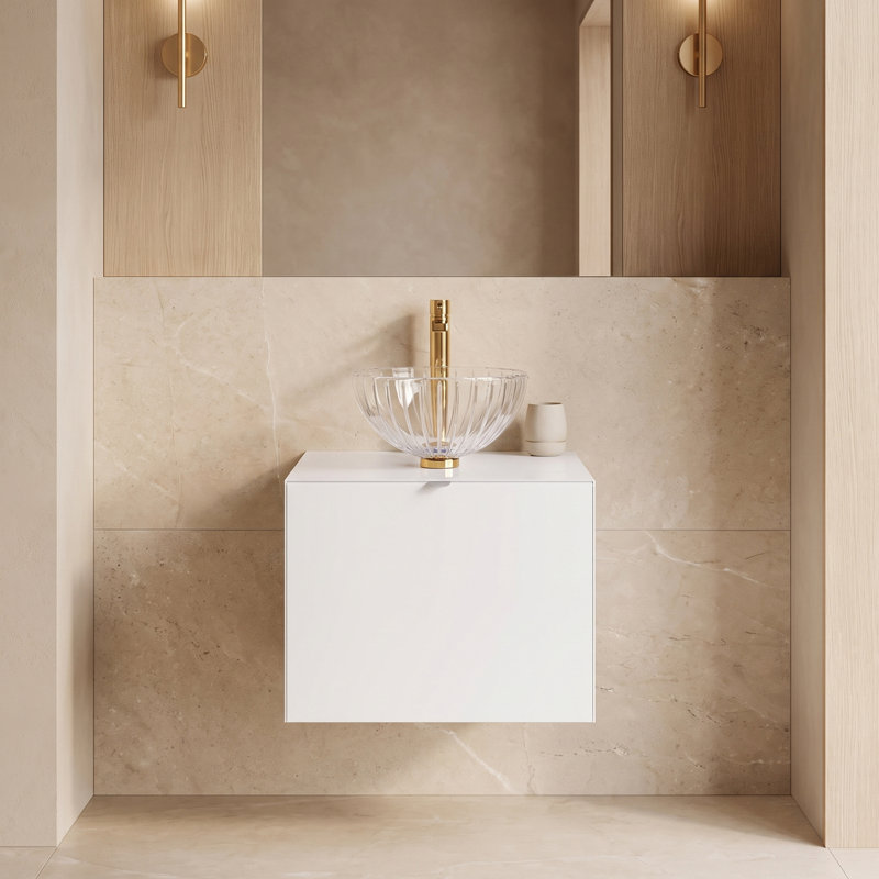 Mia 20 in. Handmade Single Vanity, White Lacquered, White Straight Grain