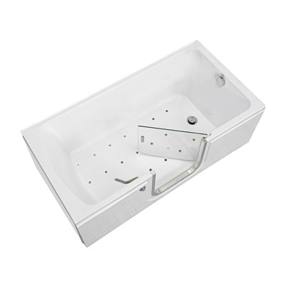 Ella Laydown 30x60 Air Massage Walk in Bathtub, Waterfall Wall Mount Faucet, Hand Shower, Slider Bar
