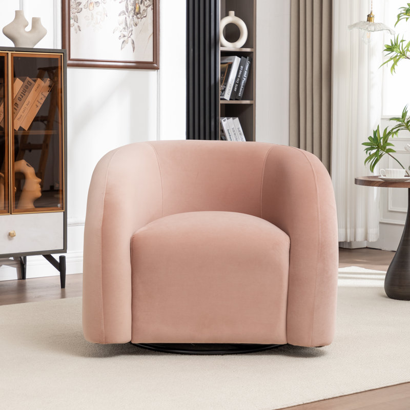 Fauteuil demi-tonneau rembourré et pivotant, Rose