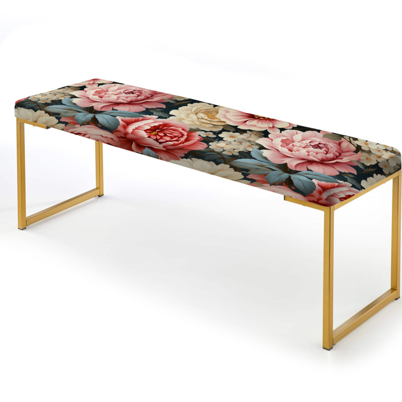 Banc floral rembourré or, Pastel Pink And Beige Garden Floral