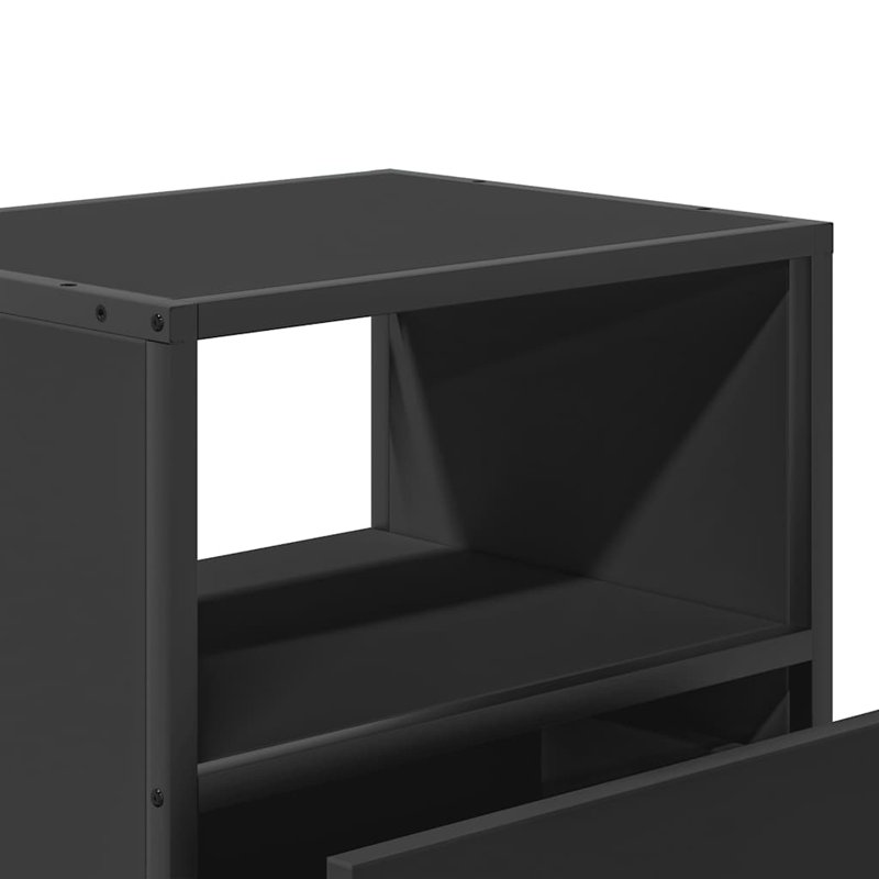 40cm W Metal Bedside Table, Black