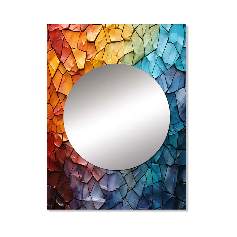 Colorful Mosaic II - Abstract Collages Decorative Mirror, Modern Large Wall Mirror, Printed Metal Art, 40" x 30"