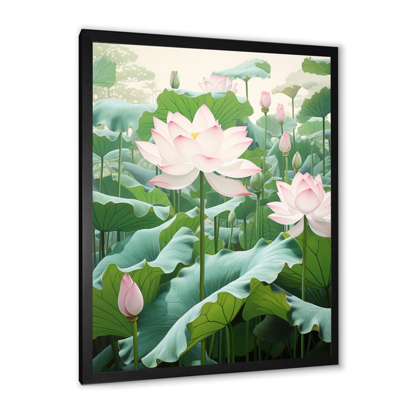 «Lotus Minimalisme Dream I» sur toile, Cadre photo noir simple, H 44 po x l 34 po x P 1,5 po