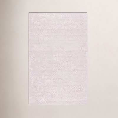 Light Pink Hand-Tufted Floral Wool Rug