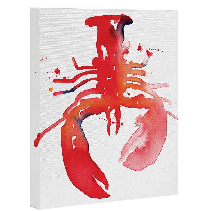 « homard », impression sur toile tendue, H 10 po x l 8 po x P 1,5 po