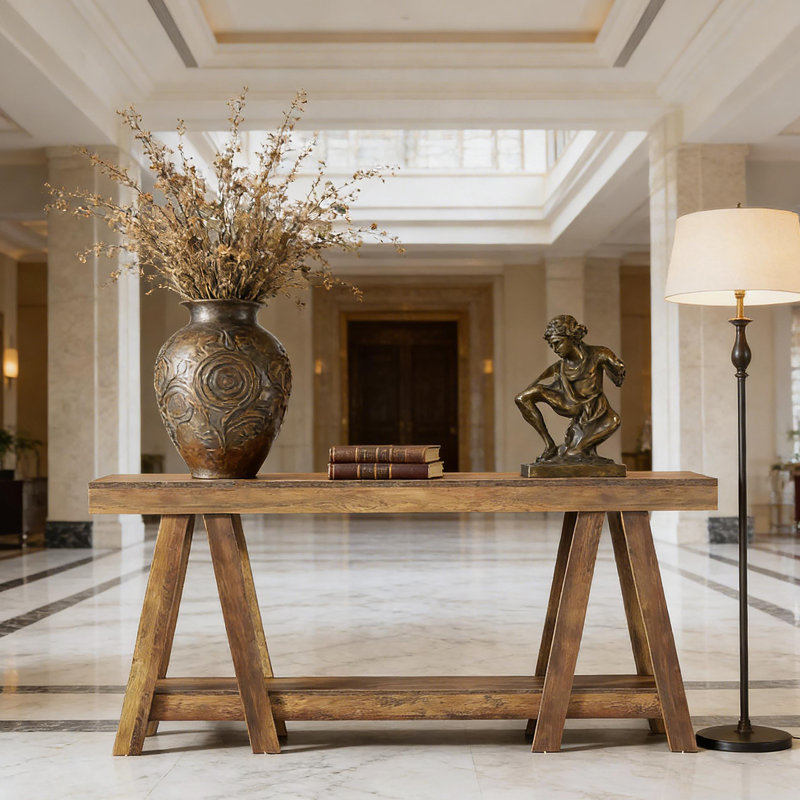 Table de couloir à 2 niveaux Farmhouse, console fonctionnelle avec une construction robuste et un design polyvalent pour toute pièce