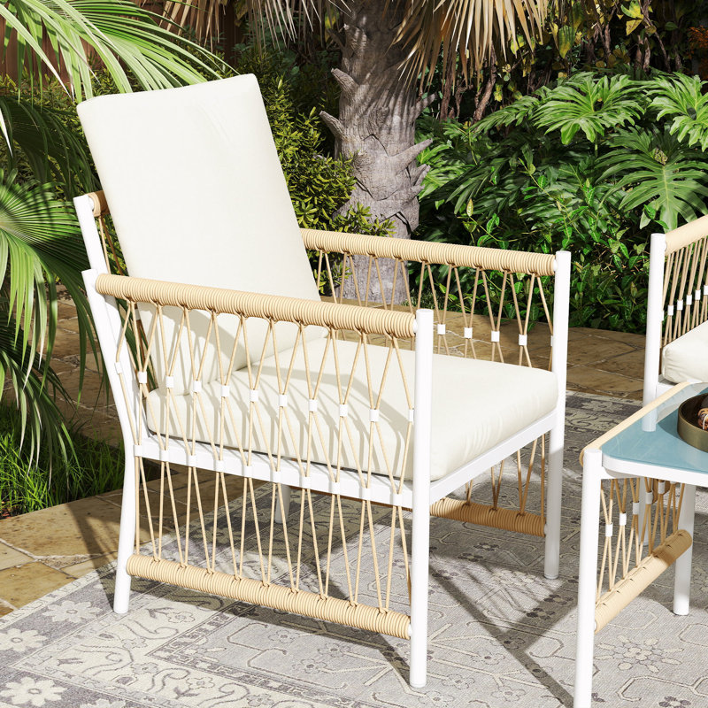 Rattan Sofa Set, Cream/White