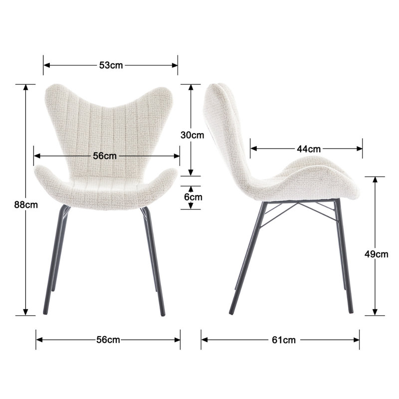 49cm H Upholstered Metal Accent, White
