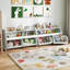 Organisateur de rangement de jouets pour enfants avec 2 tiroirs, compartiment ouvert pour enfants, blanc