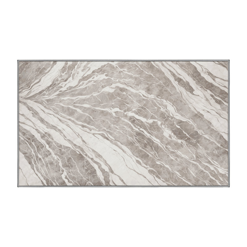 Machine Washable Gray Area Rug, Rectangle 2' x 3'