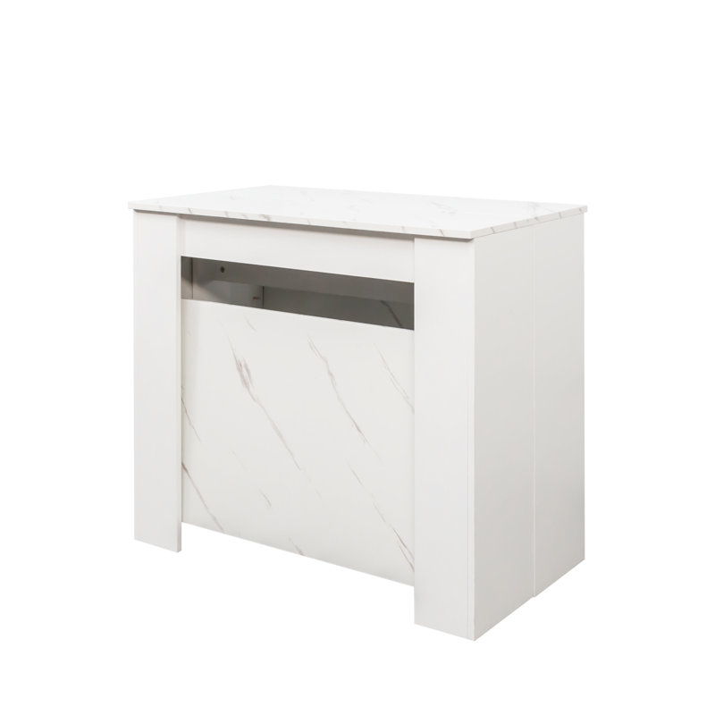 Extendable Dining Table, White Marble