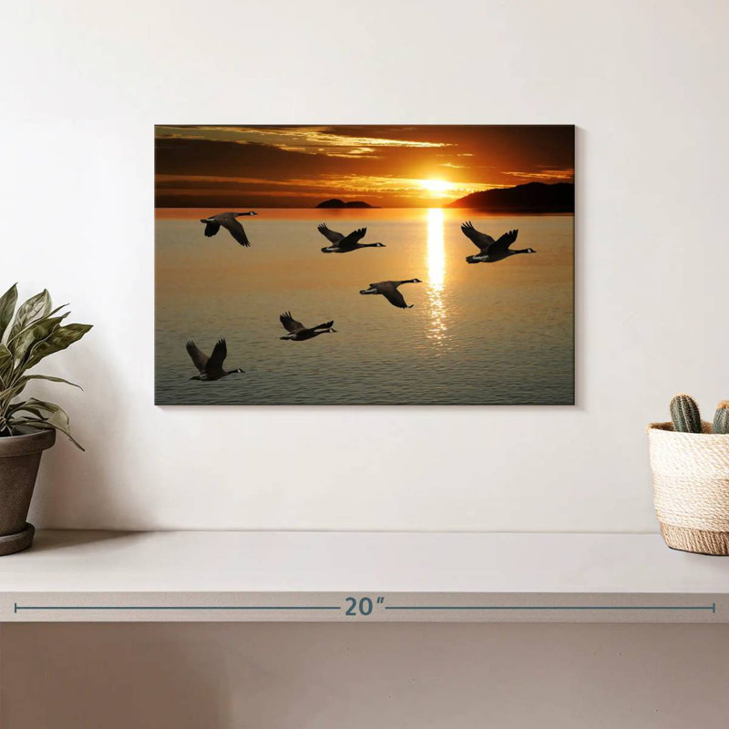 Brampt Sunset Geese Flight, 8" H x 12" W