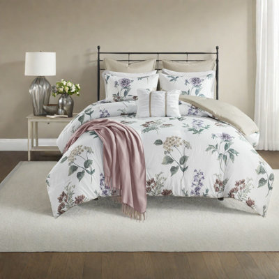 Elegant Floral 7-piece Bedding Sets, Seersucker Polyester, Farmhouse Style For Cozy Home