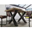 Solid Wood Top Metal Base Dining Table-64126008-64126009-64126017