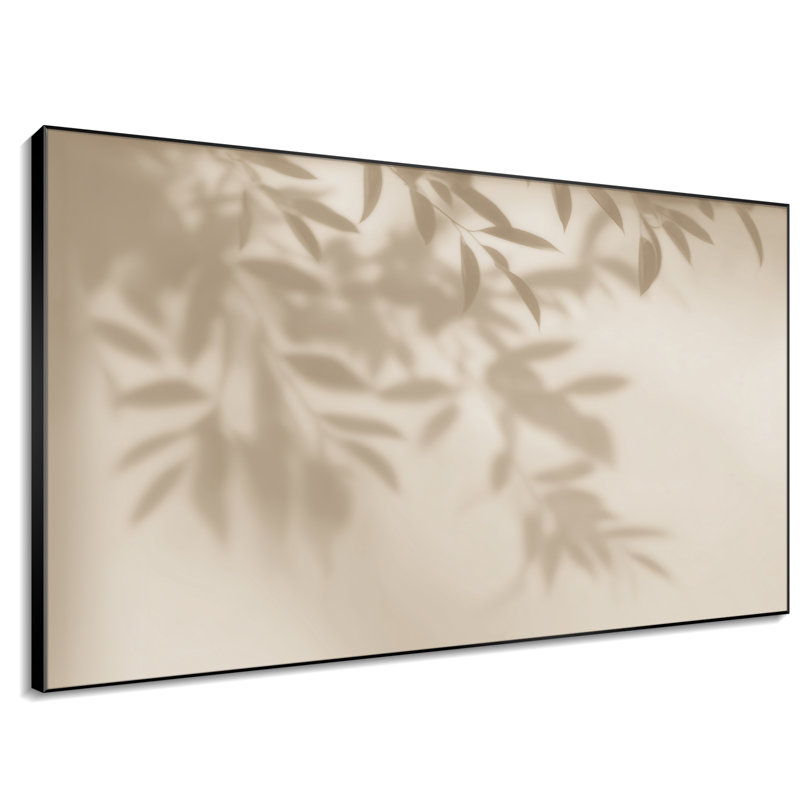 Très grande reproduction d'art sur toile - Silhouette d'ombre botanique beige minimaliste «pour le salon ou la chambre à coucher -« Assemblage requis du cadre (cadre non fini) »