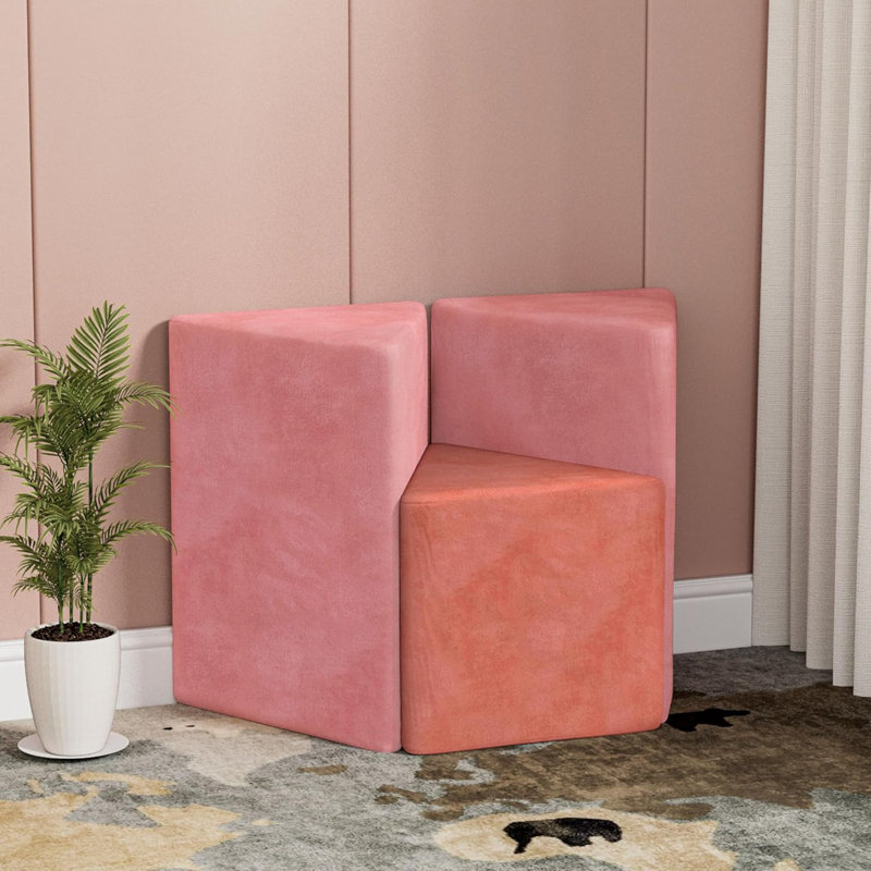WOWMAX Softscape Triangle Ottomans Soft Seating Set Floor Cushion,  Large Cube Combo Upholstered Footrest Convertible Seating Sofa Stuffed Pouf (Set Of 3)