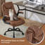 Fauteuil de bureau ergonomique en cuir pour le bureau à domicile, fauteuil de bureau pivotant avec roulettes et accoudoirs rabattables, petit fauteuil de jeu avec fonction berçante réglable, brun-2022489244