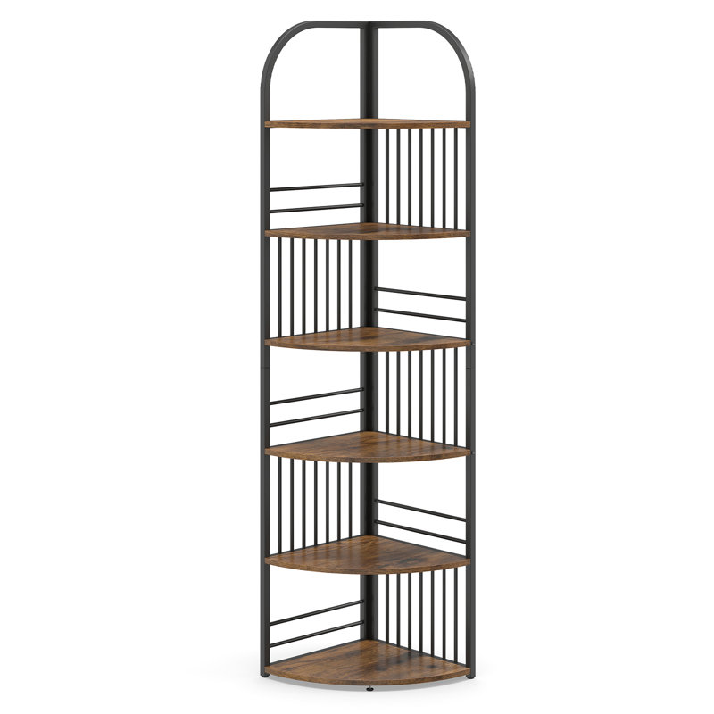 181.5cm H x 42cm W Metal Bookcase, Brown