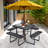 HDPE Picnic Table Bench Set With Umbrella Hole For 6-8-747593414