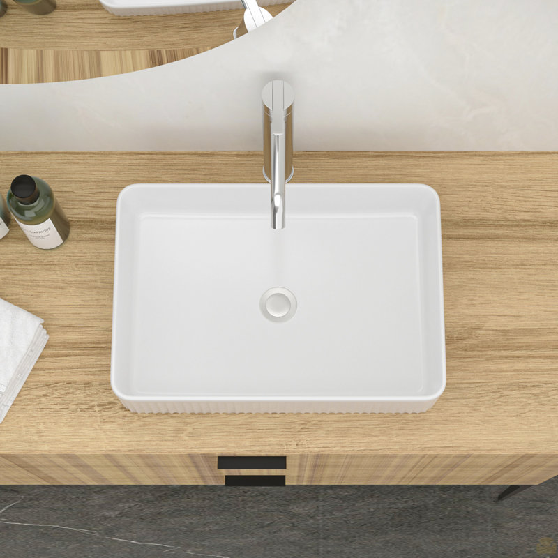 19.63"X13.69" Ceramic Rectangular Vessel Bathroom Sink