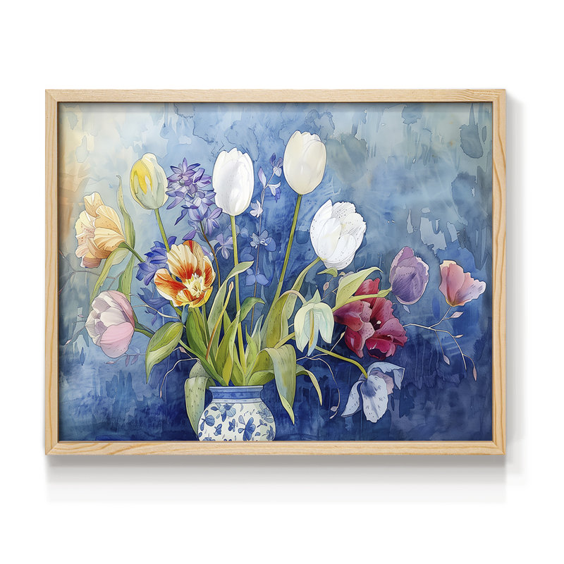 Série florale CV CV, reproduction encadrée, H 16 po x l 20 po, Naturel