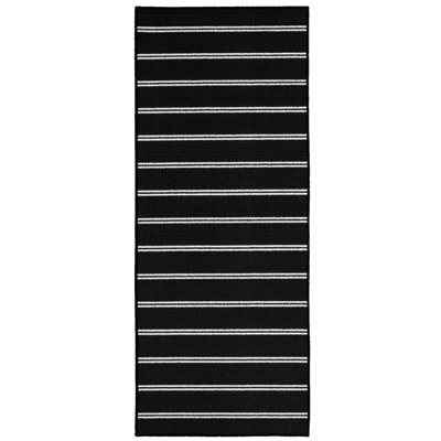 Tapis noir touffeté à rayures Yohan