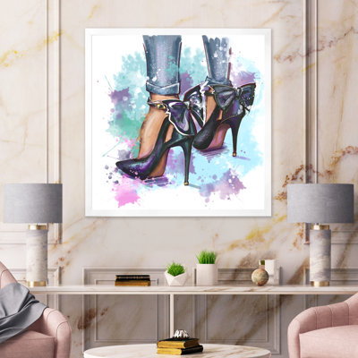 «Bright Bright Colorful Trendy Fashion Shoes», peinture sur toile à cadre flottant