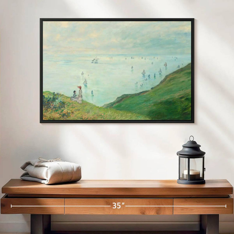 Falaises de Pourville, 1882, 25 po x 17 po, Cadre flottant noir