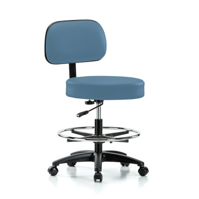 PERCH Walter Height Adjustable Exam Stool with Backrest and Foot Ring | Medium Bench Height 21-28.5" by Perch Chairs & Stools