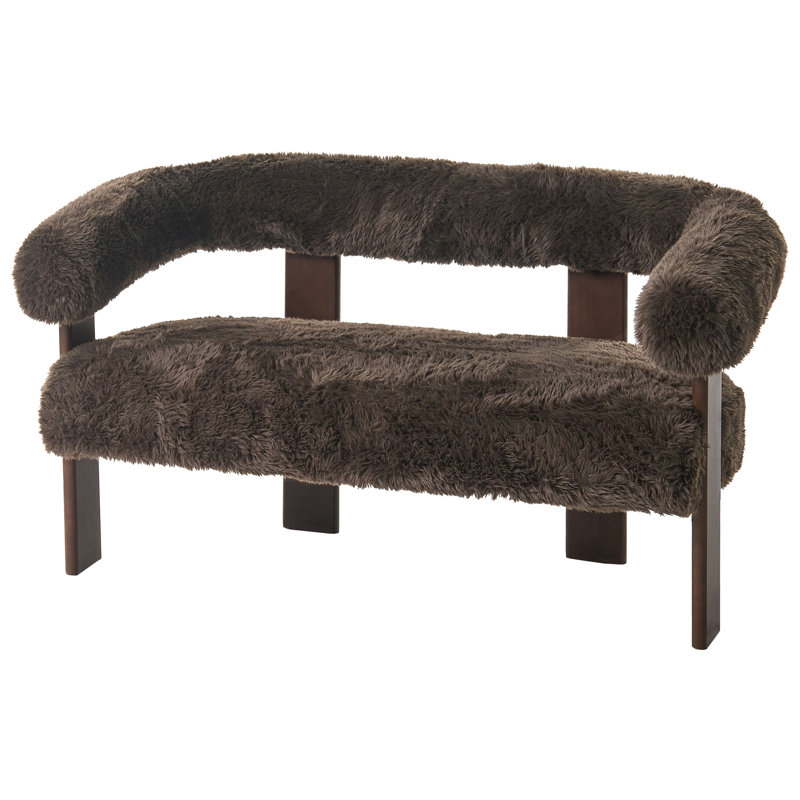 ILBRO Sofa, Dark Brown Faux Fur, Dark Brown