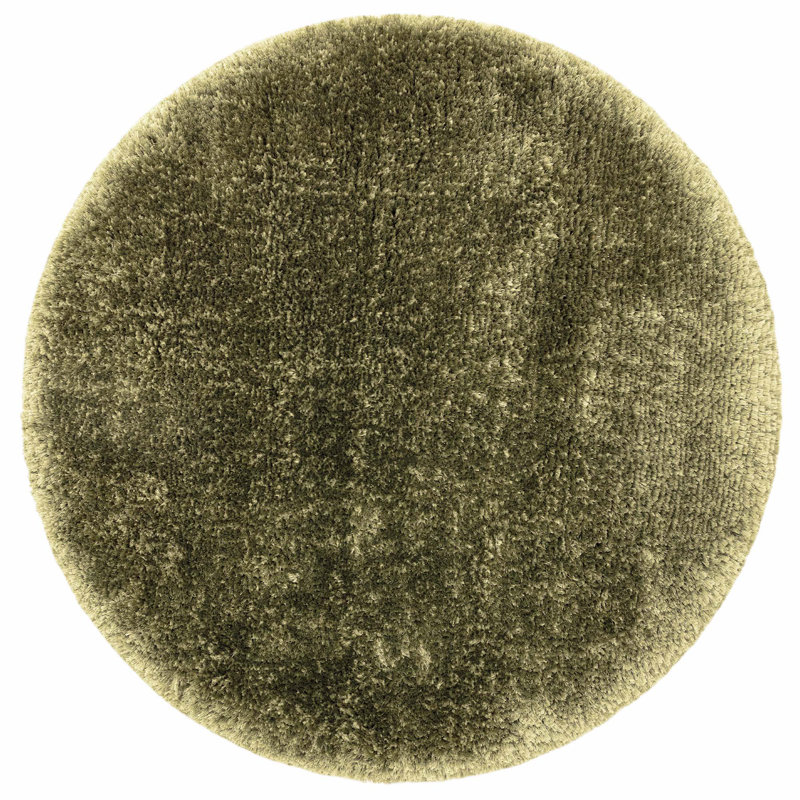 Plush Deep Pile Shaggy Sage Green Rug, Round 150cm
