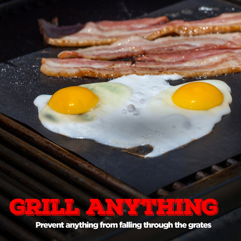 Black Heat-Resistant Non-Stick BBQ Grill Mat Set