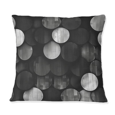 Gris, noir, moderne, cercles II - coussin décoratif moderne