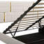 Grand lit avec rangement relevable - Velours beige sans sommier tapissier pour plateforme de luxe rembourrée hydraulique